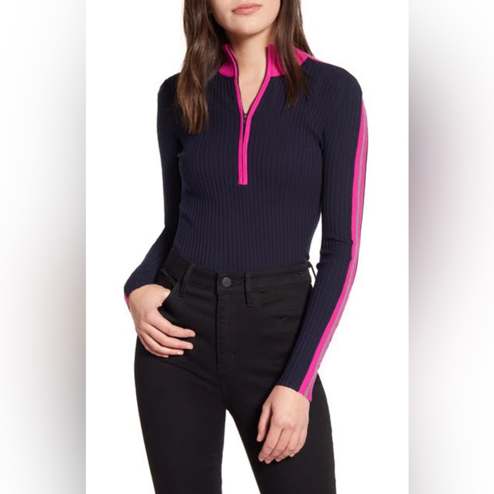 BAILEY44 Reese Half-zip- Rib-knit sweater in twilight